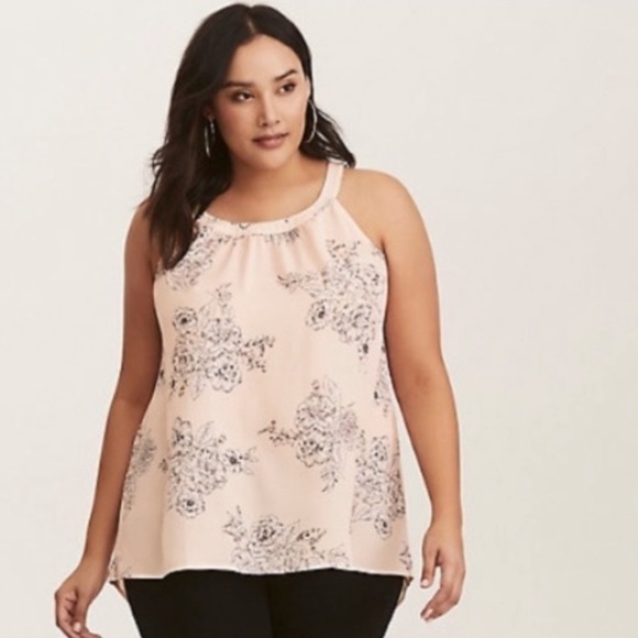 Torrid Blush Floral Georgette Tank Top - Picture 1 of 2